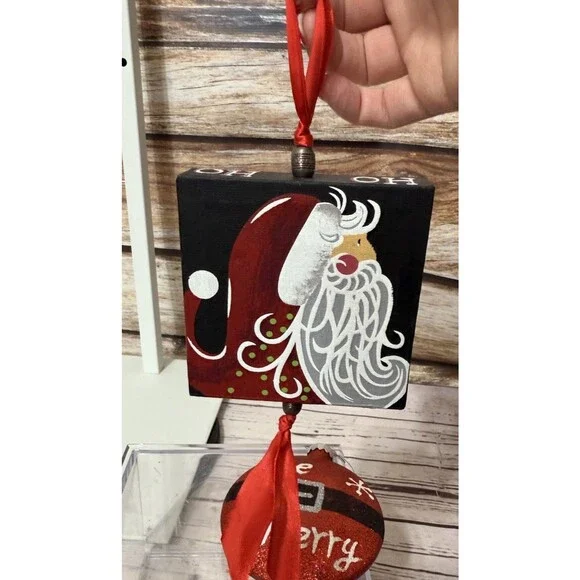 Lot Of 4 VTG Large Christmas Ornaments Santa Theme - Picture 6 of 8